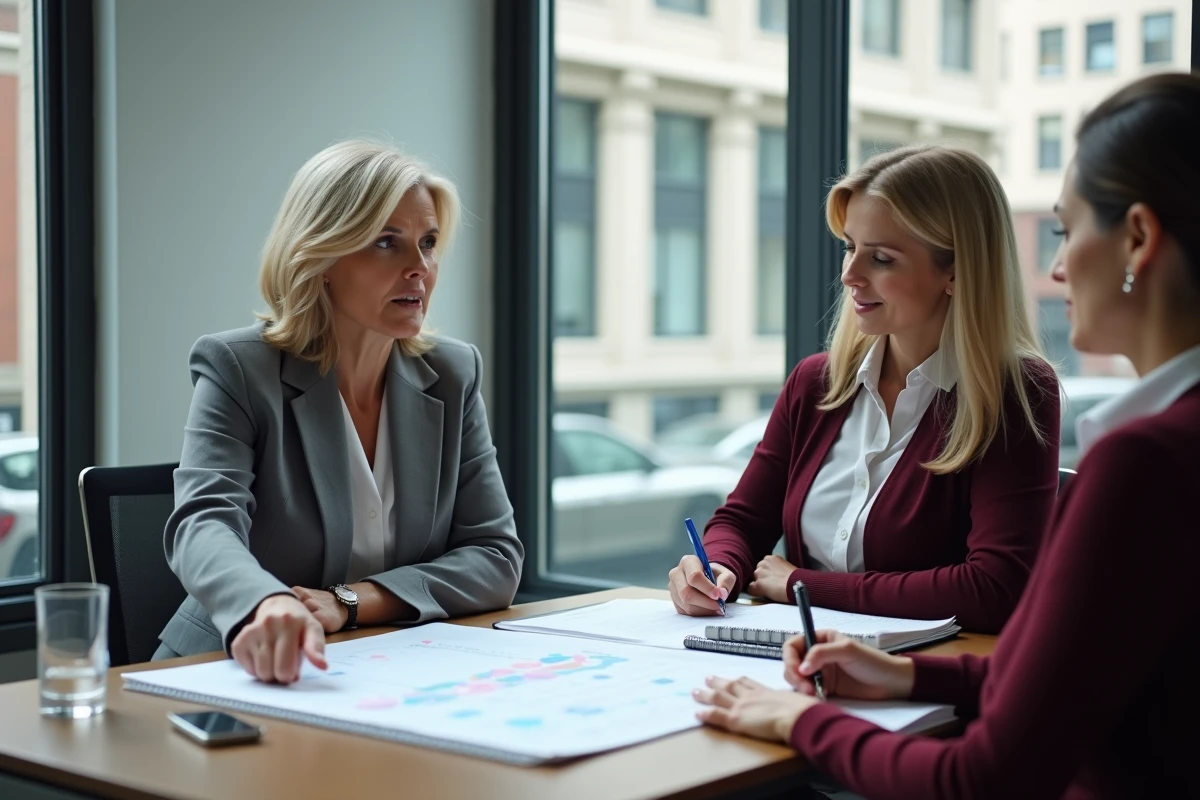 Une consultante RH accompagne une employée dans la planification de son départ à la retraite en entreprise