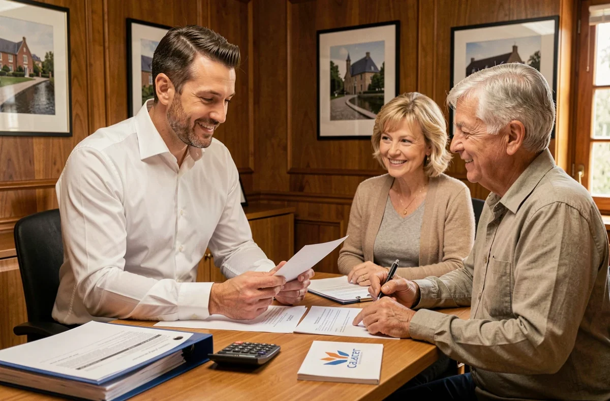 Courtier Ace Crédit Caen en consultation avec des clients pour un financement immobilier dans le Calvados