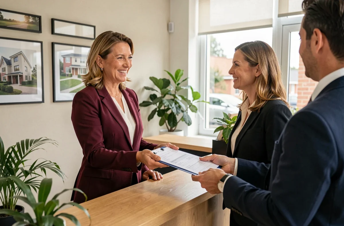 Erika Clavaron, courtière en immobilier accueillant un client à Sens