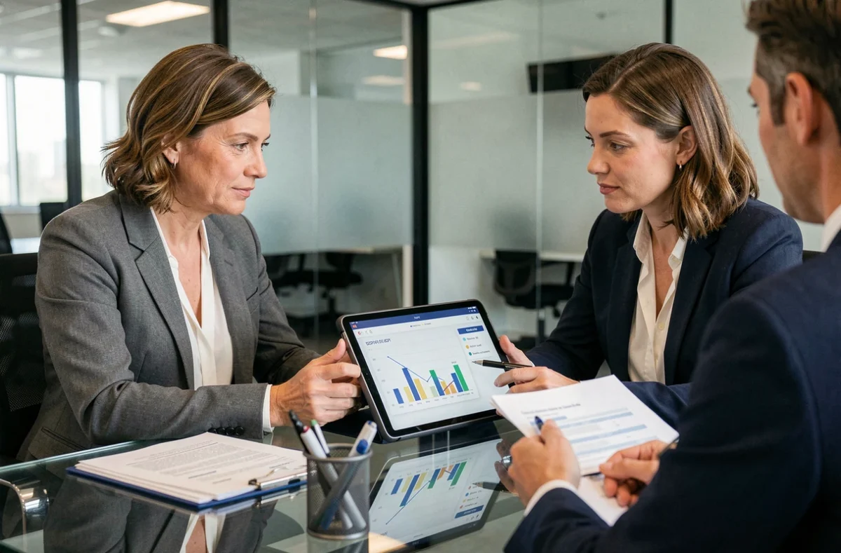 Femme consultant un conseiller financier pour optimiser sa déclaration fiscale avec des investissements en SCPI