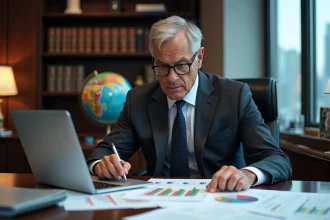 Conseiller financier analysant des données comparatives sur la fiscalité des hauts revenus dans différents pays