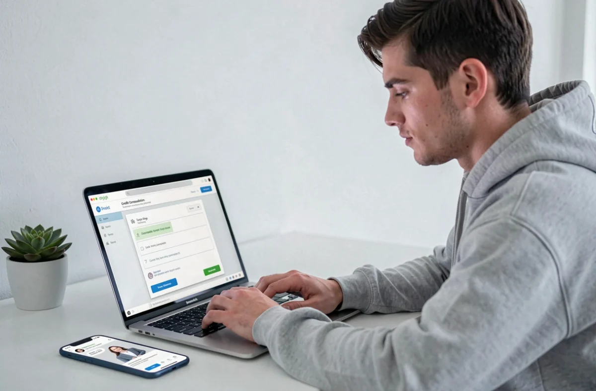 Un profil digital utilise la plateforme 100 % en ligne de J'optimise.com pour gérer son rachat de crédit à distance