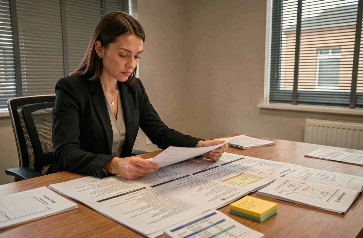 Une experte Partners Finances analyse un dossier complexe de rachat de crédit pour un client en situation de pré-surendettement