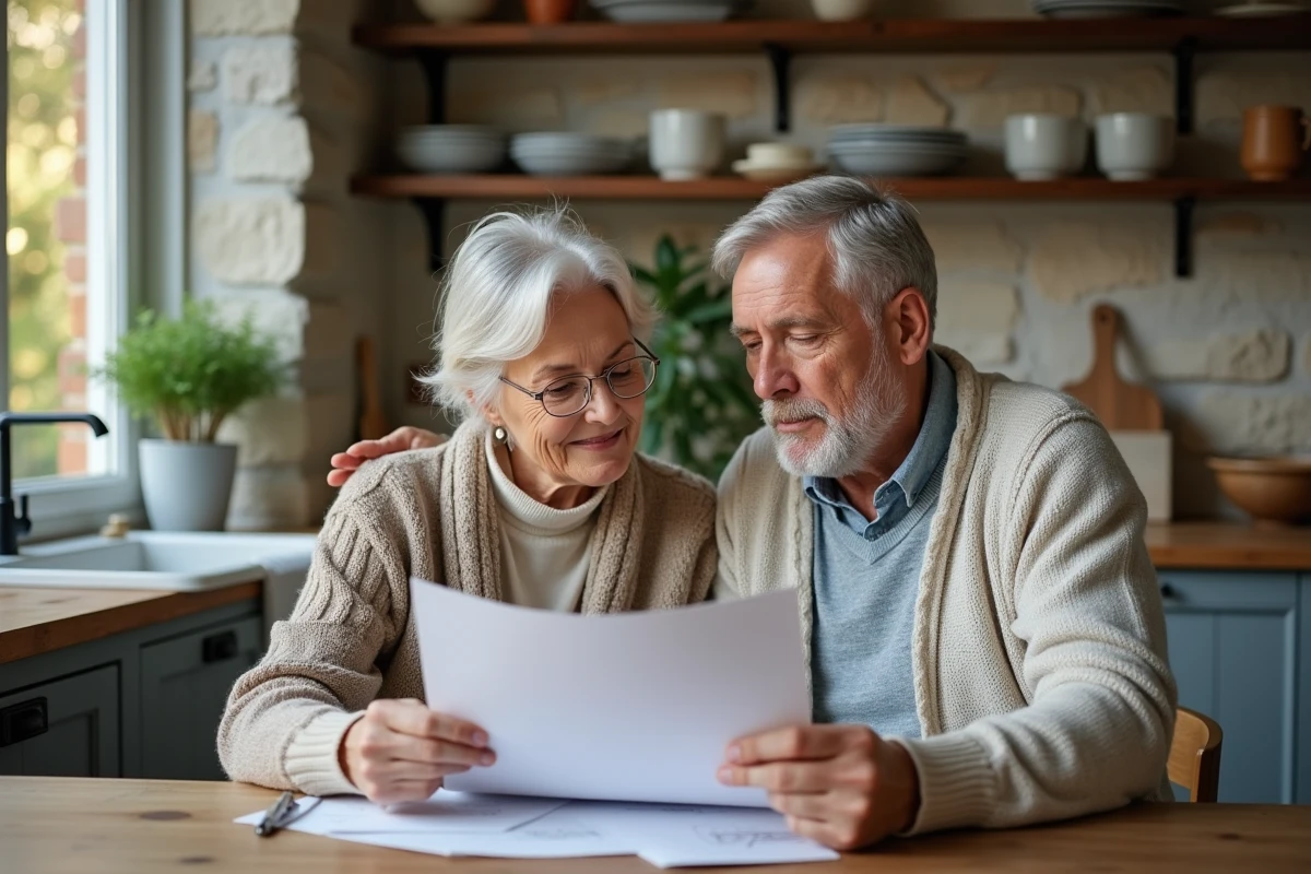 Couple analysant les risques d'un Plan d'Épargne Retraite ensemble à la maison